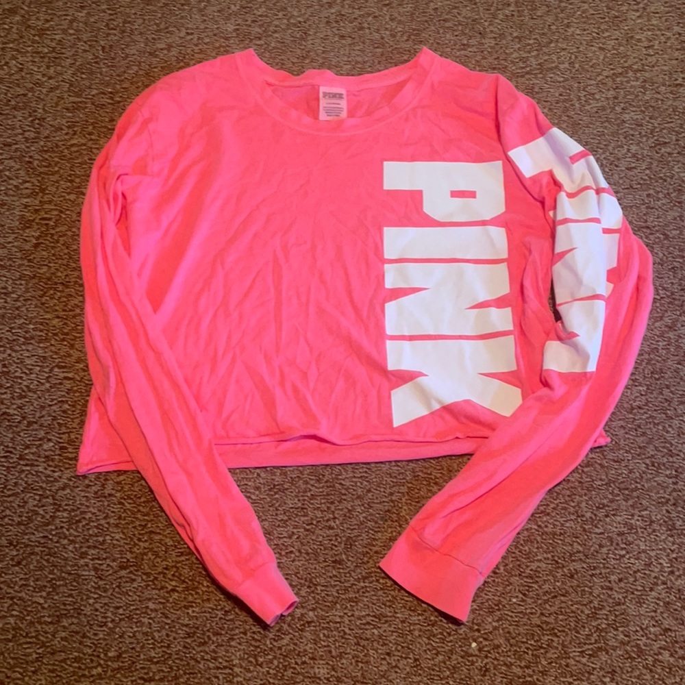 PINK long sleeve crop top
